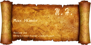 Max Hümér névjegykártya